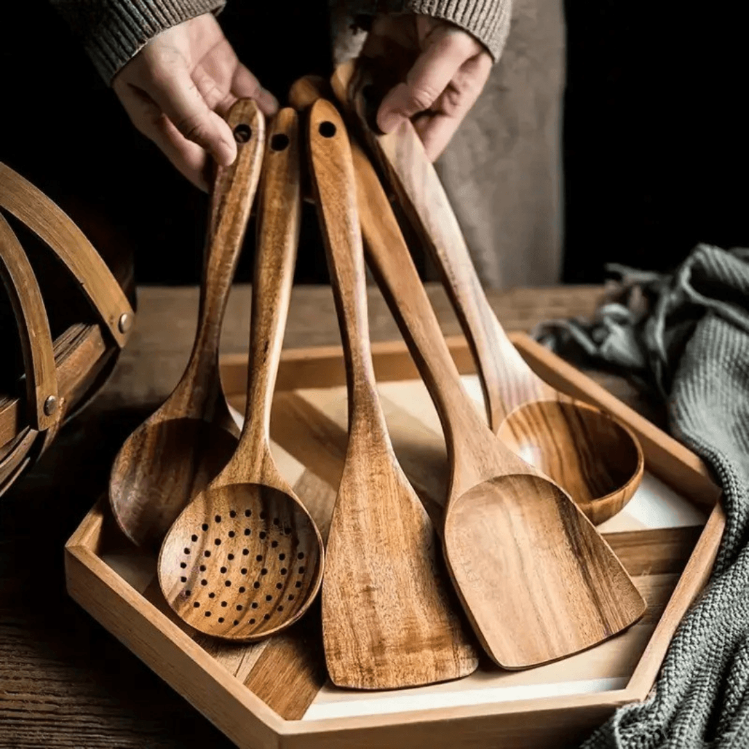 Natural Wood Kitchen Utensil Set (5PCs) - Montero Milan