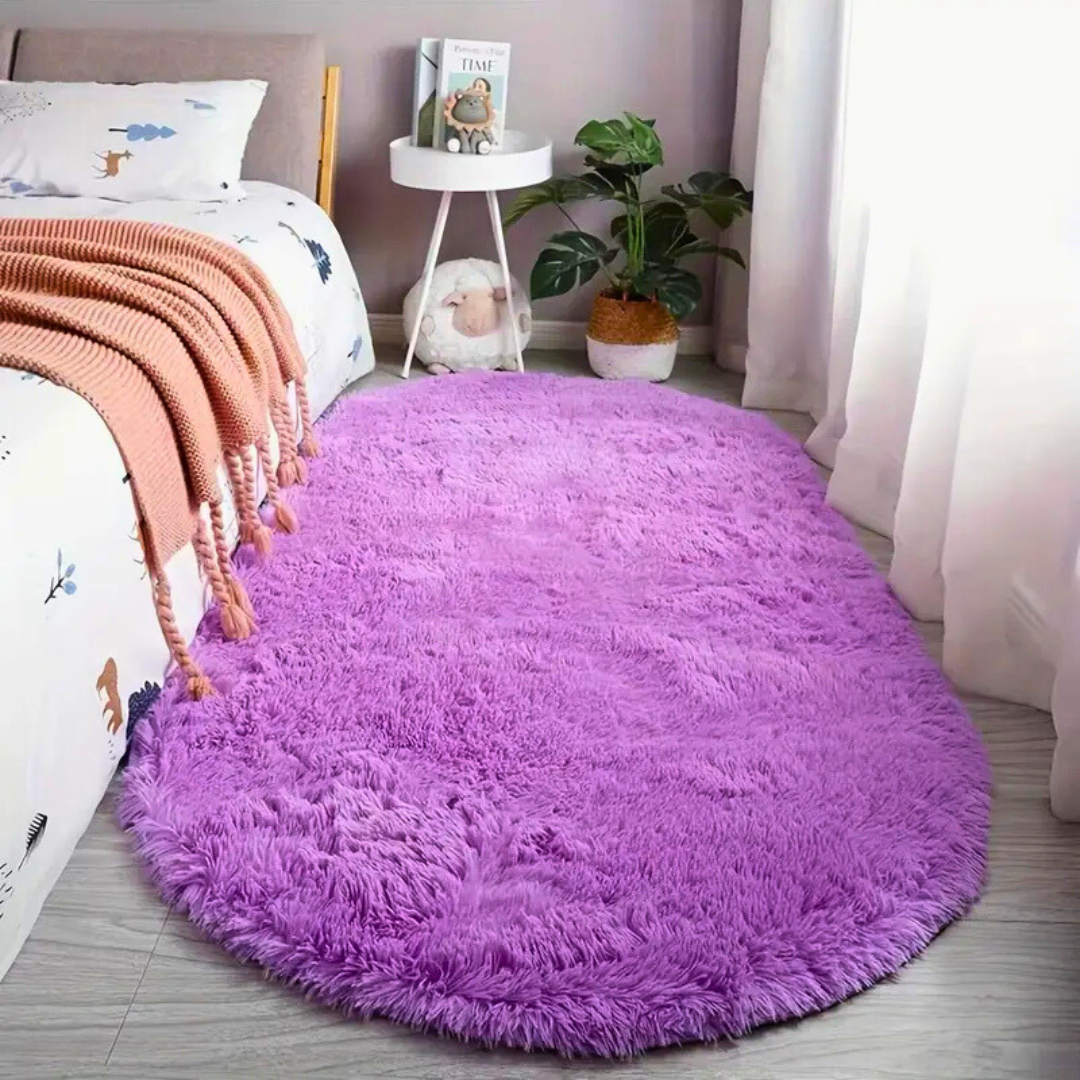 Plush Oval Faux Fur Rug