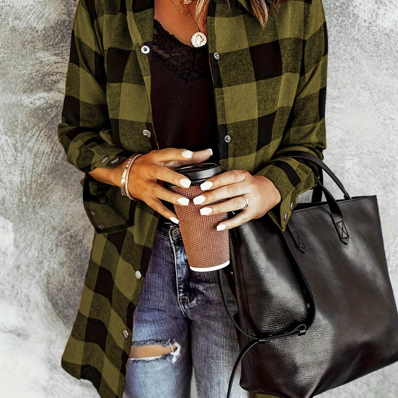 Relaxed Fit Plaid Shacket - Montero Milan