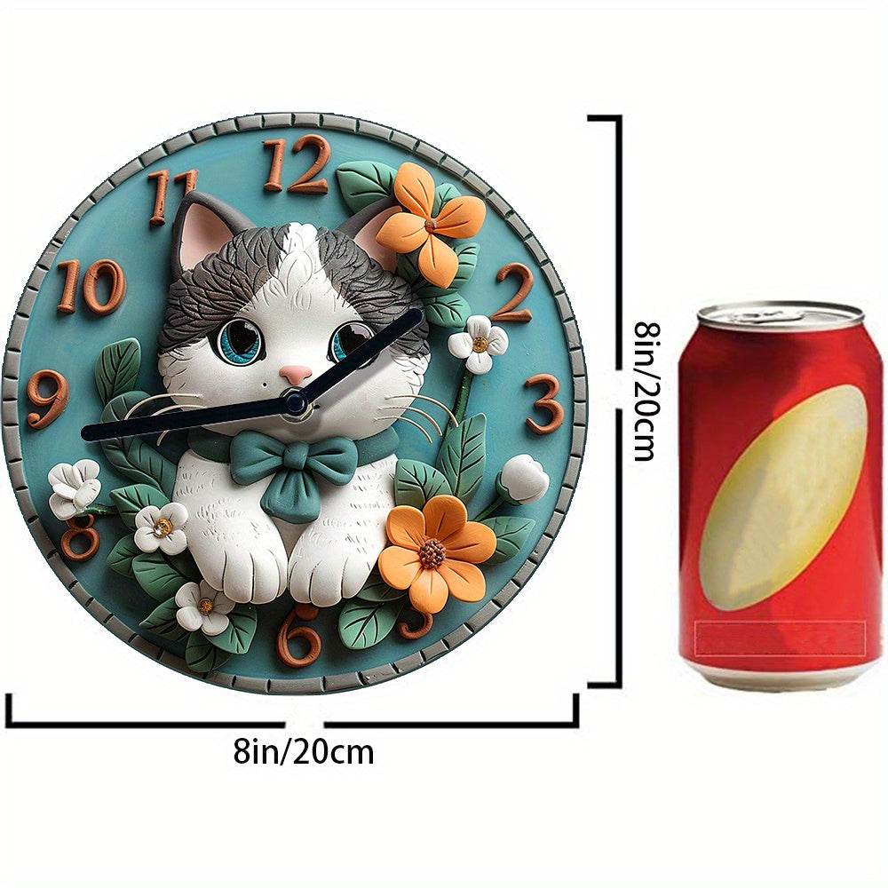 Silent Aluminum Cat Wall Clock DIY Home Decor Gift - Montero Milan