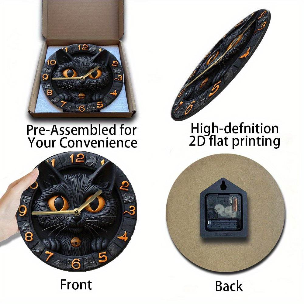 Black Cat Silent Wall Clock Autumn Decor - Montero Milan