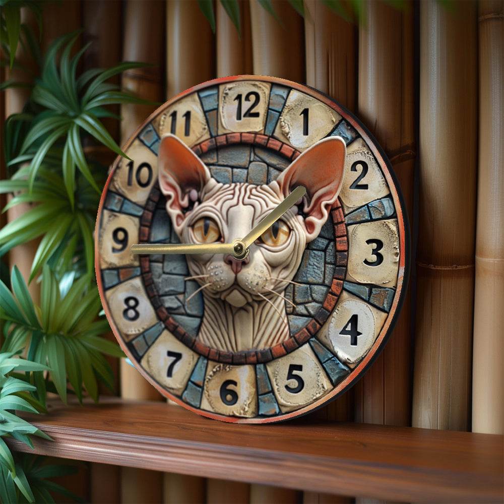 Sphynx Cat Quartz Wall Clock Stylish Decor - Montero Milan