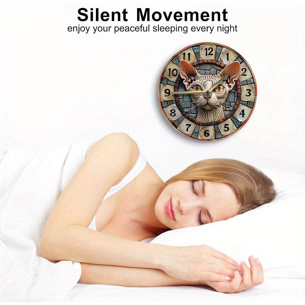 Sphynx Cat Quartz Wall Clock Stylish Decor - Montero Milan
