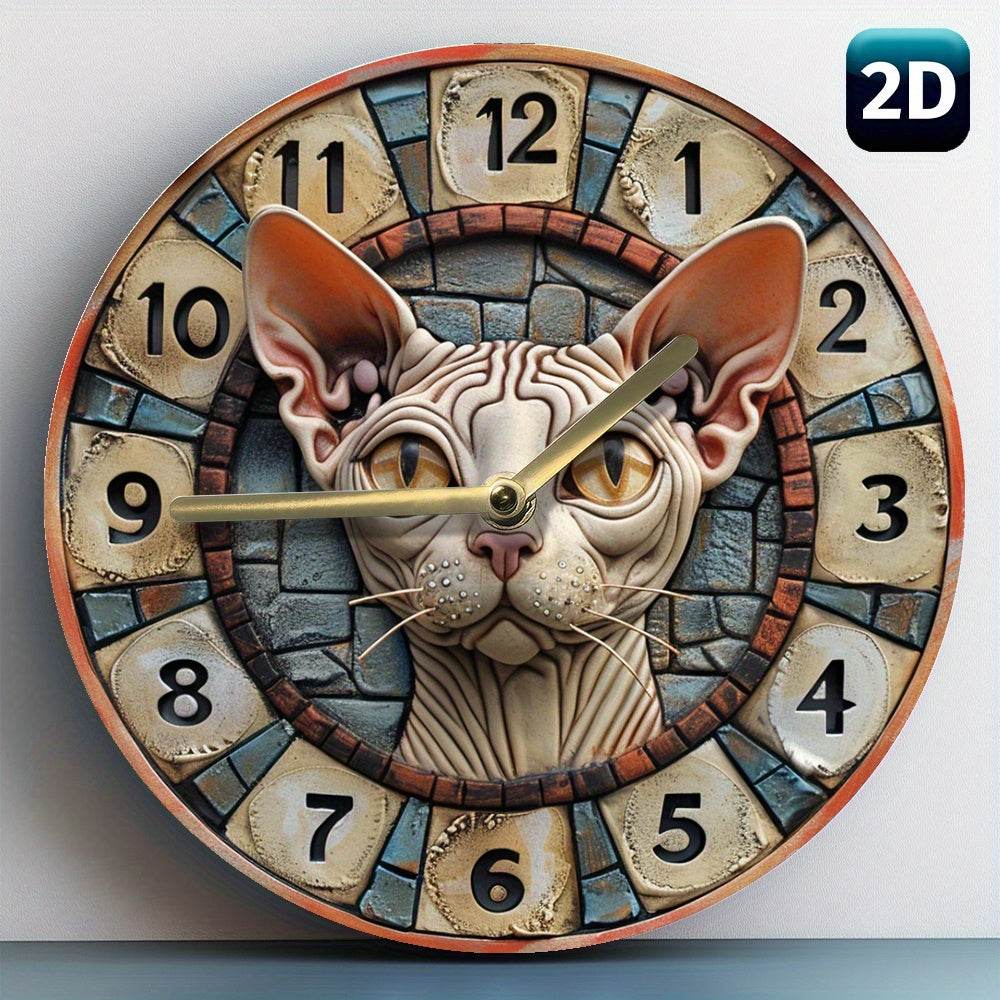 Sphynx Cat Quartz Wall Clock Stylish Decor - Montero Milan