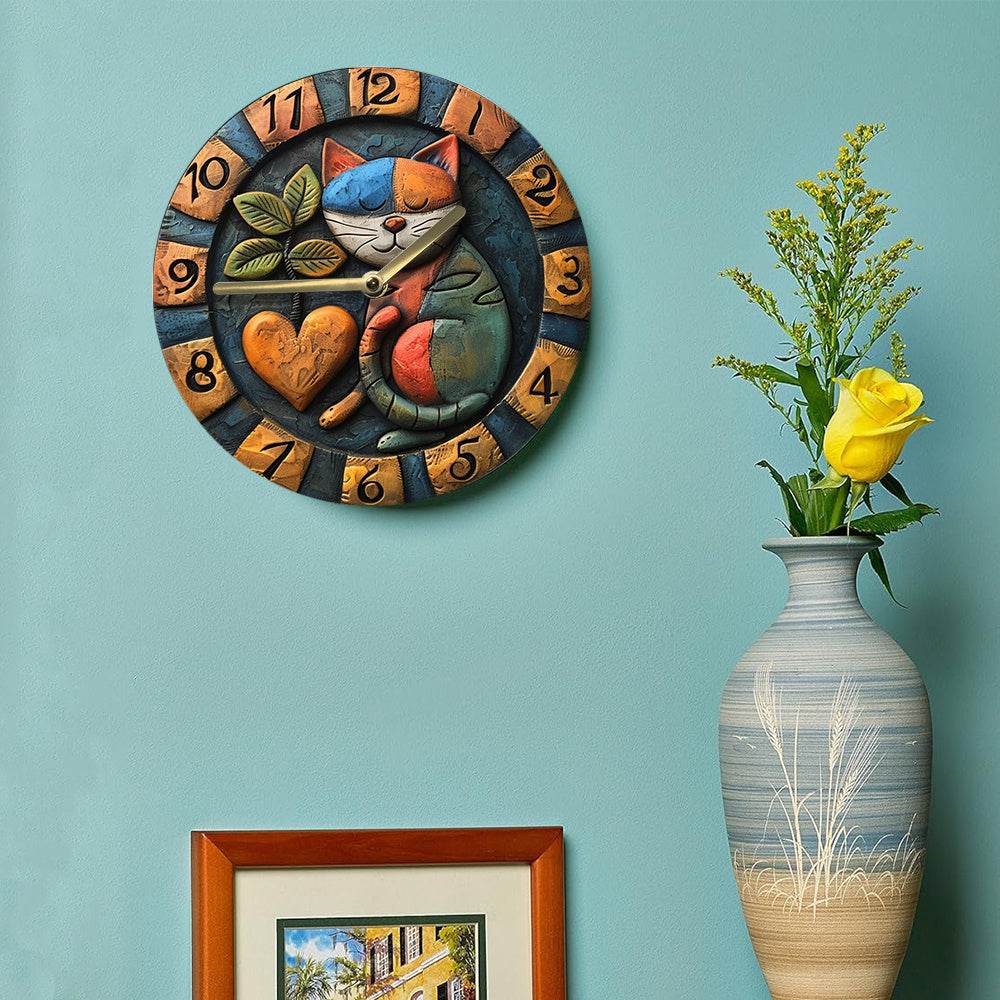 Napping Cat Silent Wall Clock - Montero Milan