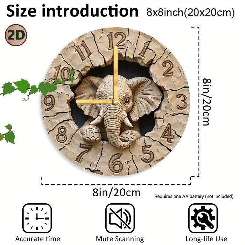 Creative Elephant Wall Clock Silent Stylish Decor Gift - Montero Milan