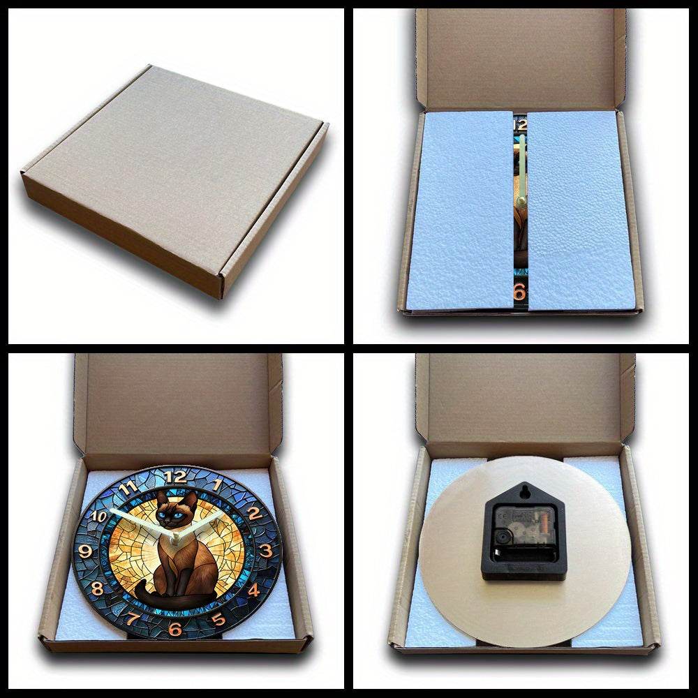 Siamese Cat Silent Wall Clock Metal Design - Montero Milan