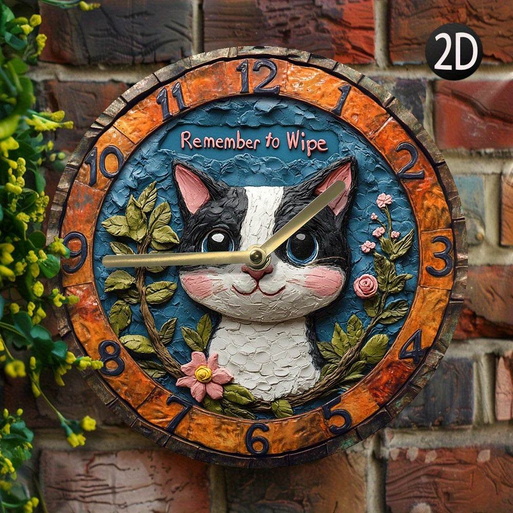 Silent Holstein Cat Wall Clock NonTicking Decor - Montero Milan