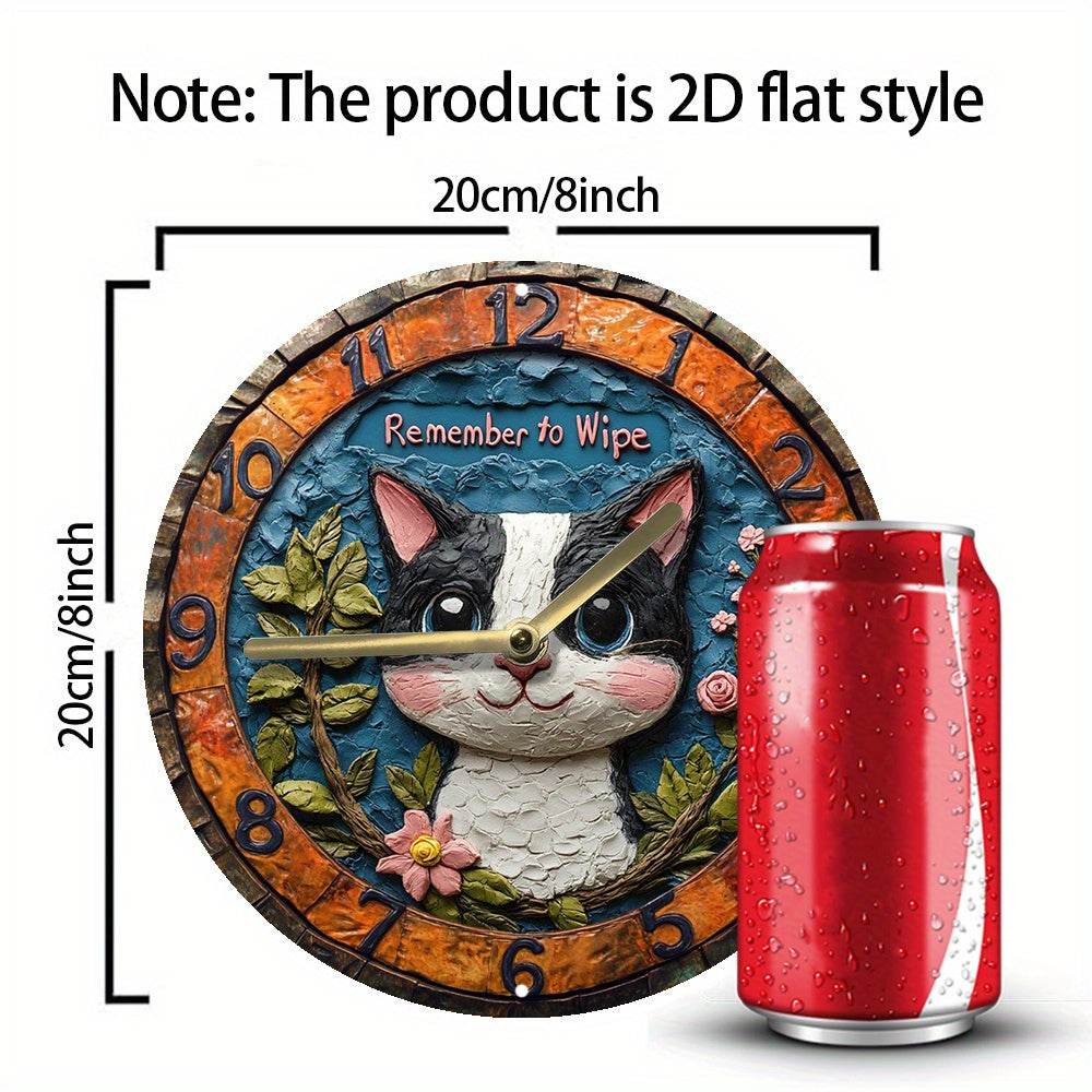 Silent Holstein Cat Wall Clock NonTicking Decor - Montero Milan