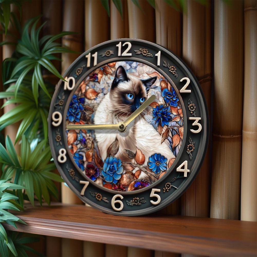 Silent Siamese Cat Wall Clock - Montero Milan