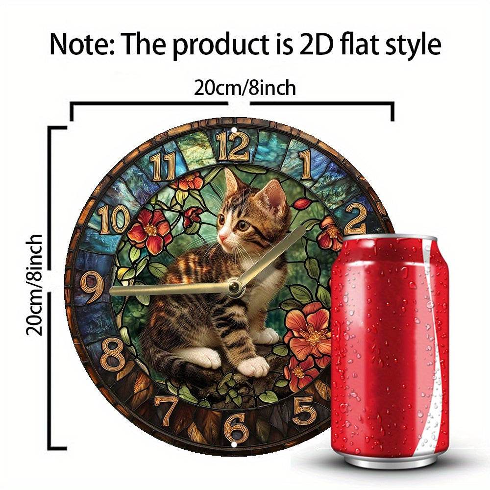 Silent Wooden Kitten Clock Perfect Gift Decor - Montero Milan