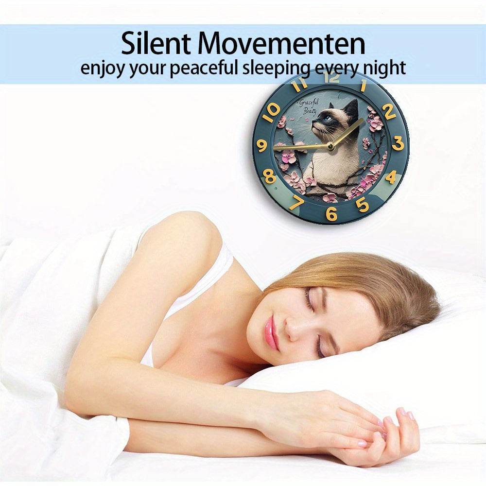Elegant Siamese Cat Silent Wall Clock Perfect Gift - Montero Milan