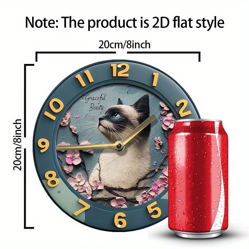 Elegant Siamese Cat Silent Wall Clock Perfect Gift - Montero Milan