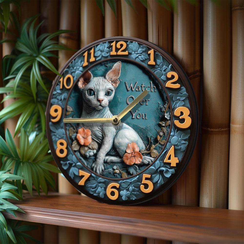 Sphynx Cat Silent Wall Clock Ideal Gift - Montero Milan
