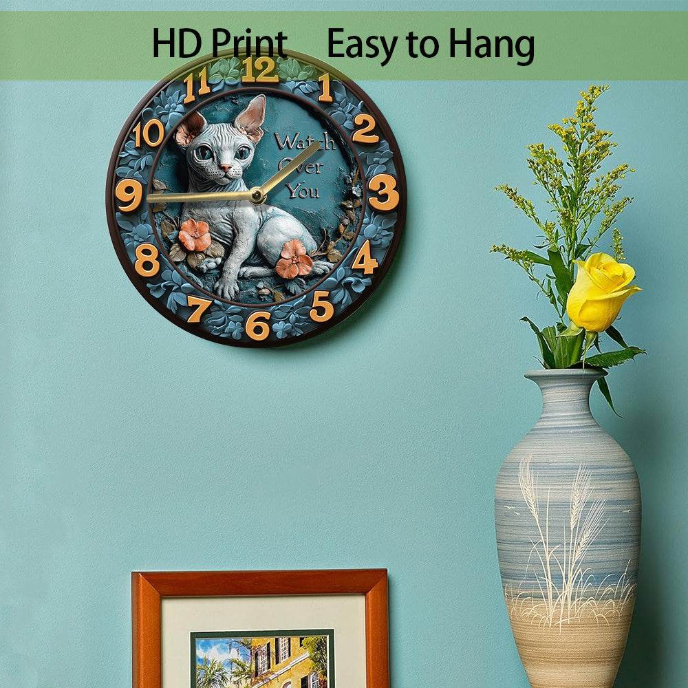 Sphynx Cat Silent Wall Clock Ideal Gift - Montero Milan