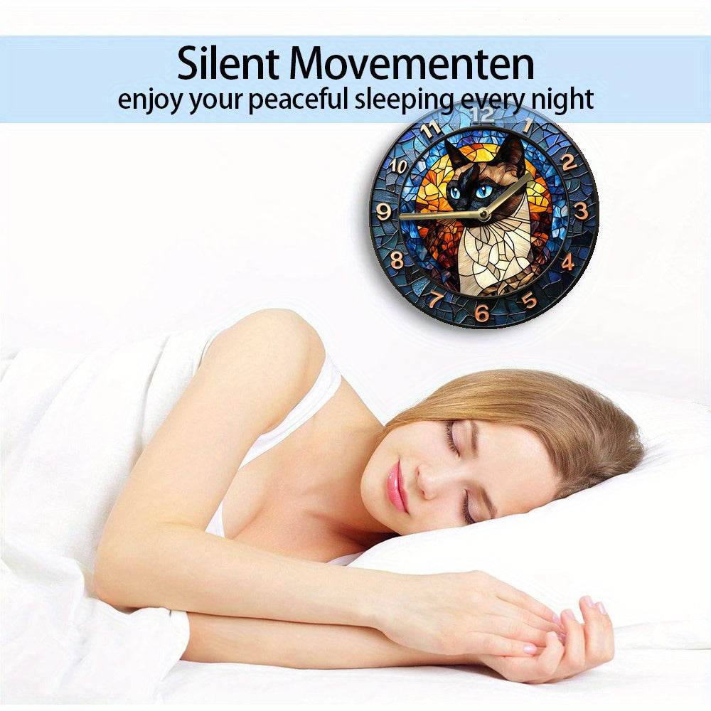 Silent Siamese Cat Wall Clock Perfect Gift - Montero Milan
