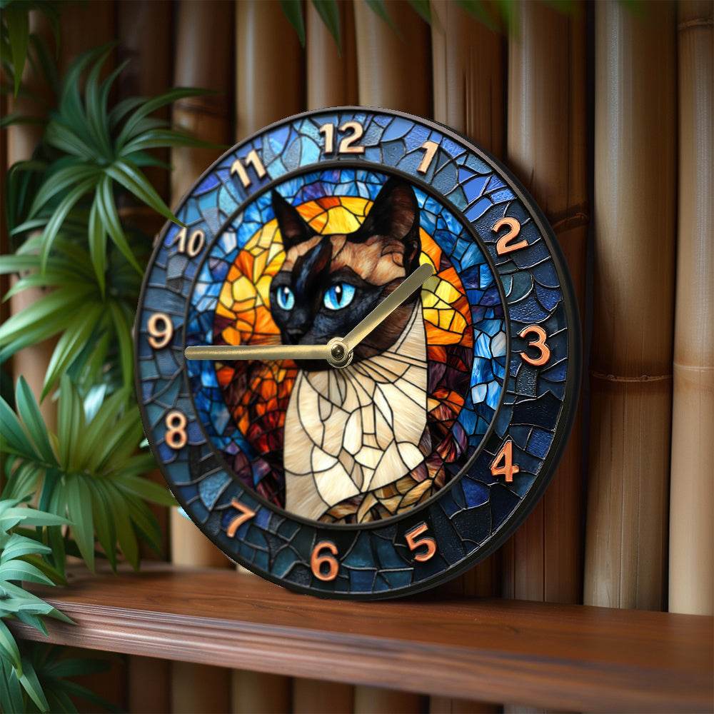 Silent Siamese Cat Wall Clock Perfect Gift - Montero Milan