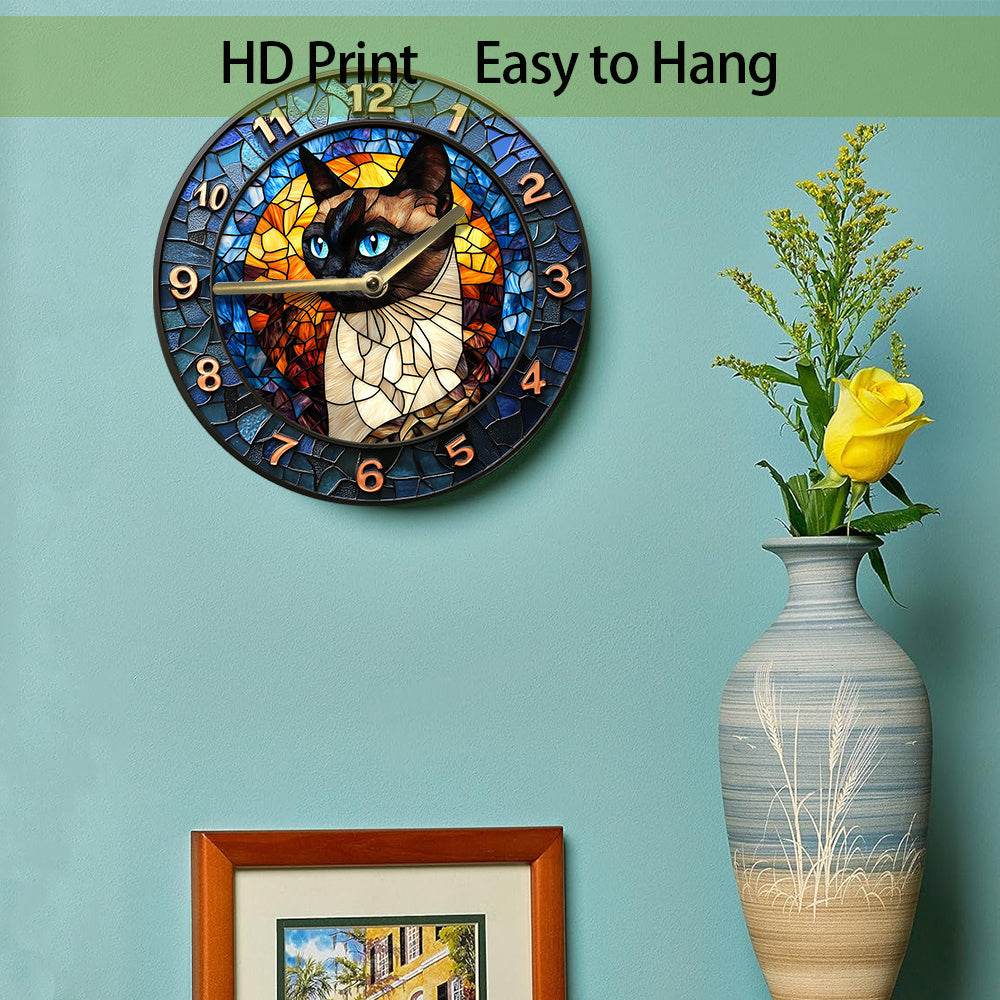 Silent Siamese Cat Wall Clock Perfect Gift - Montero Milan