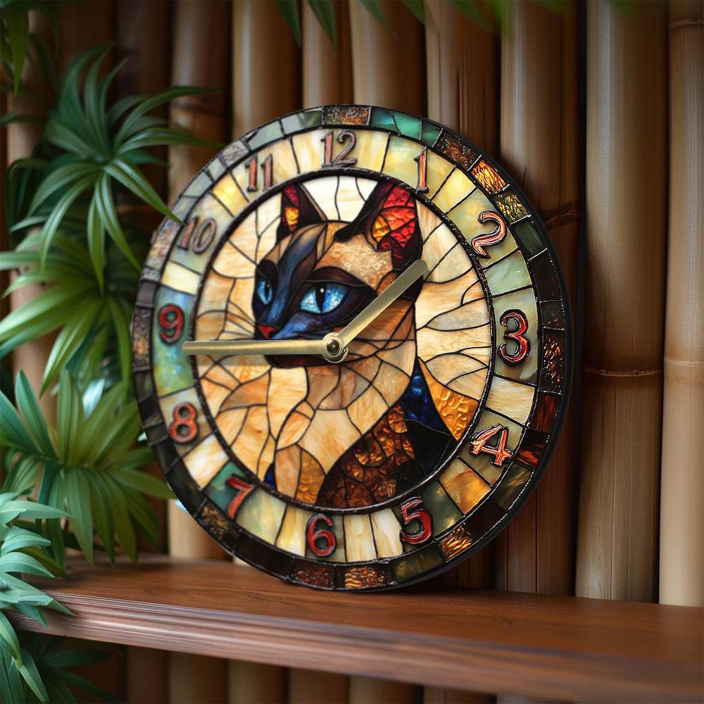 Charming Siamese Cat Silent Wall Clock Decor - Montero Milan