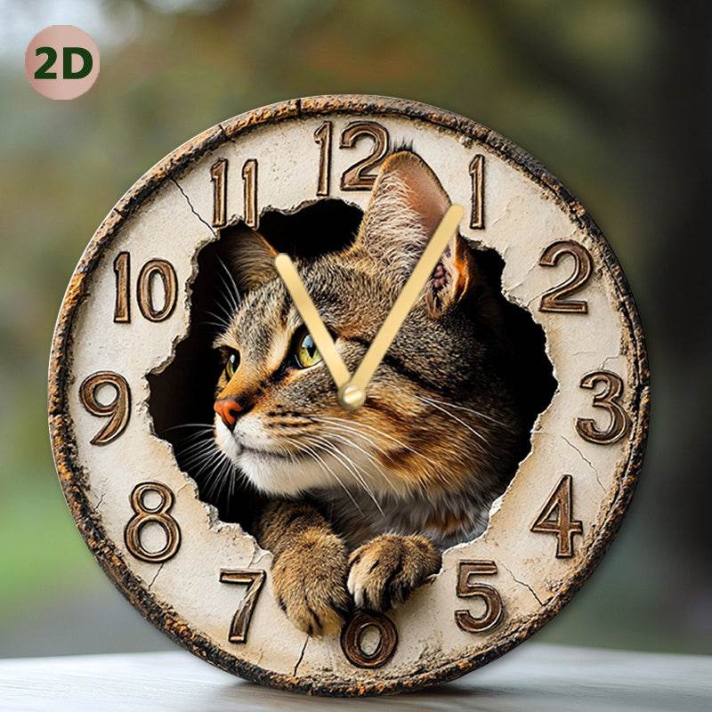 Enchanting Wildcat 2D Wall Clock Silent Artistic Timepiece - Montero Milan