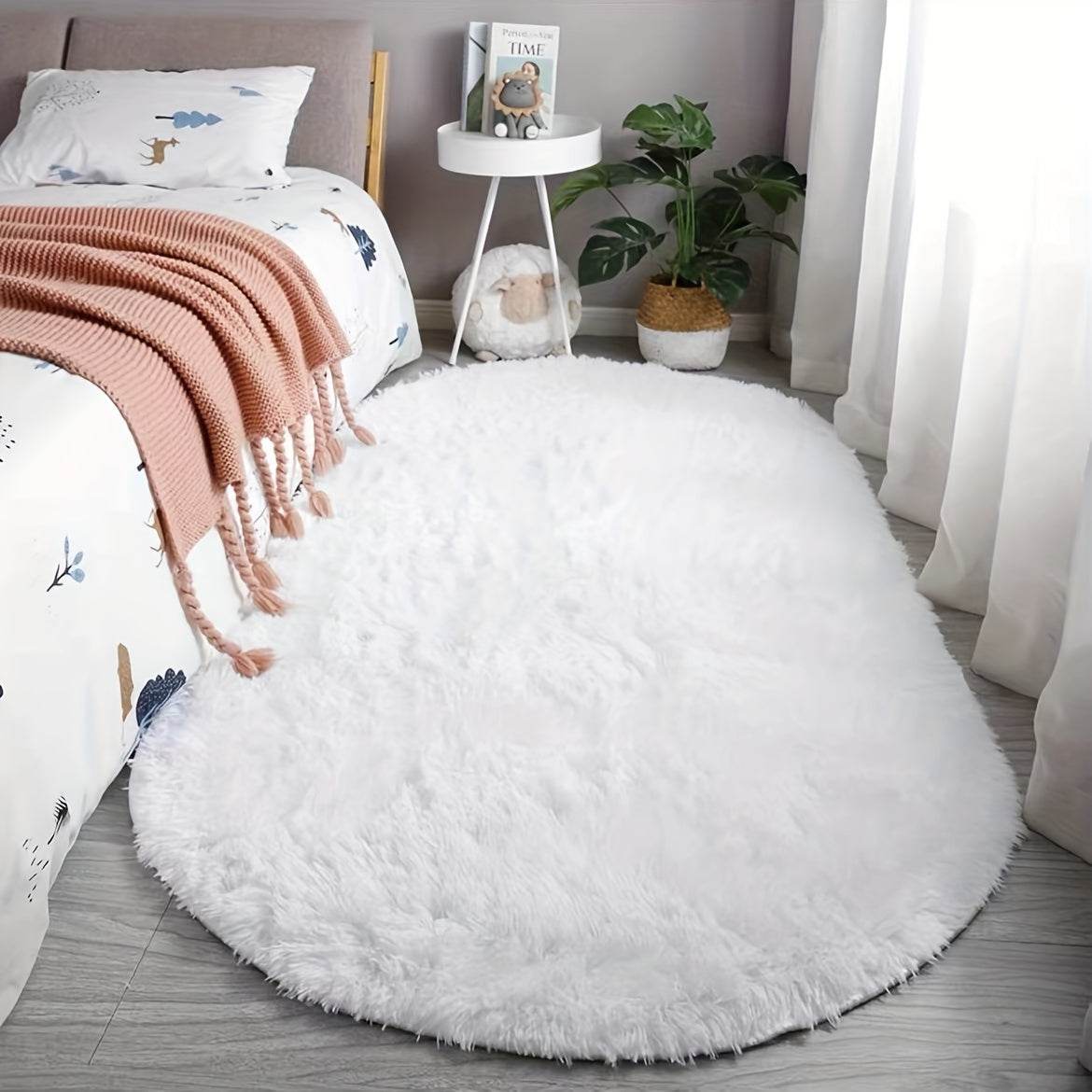 Plush Oval Faux Fur Rug - Montero Milan
