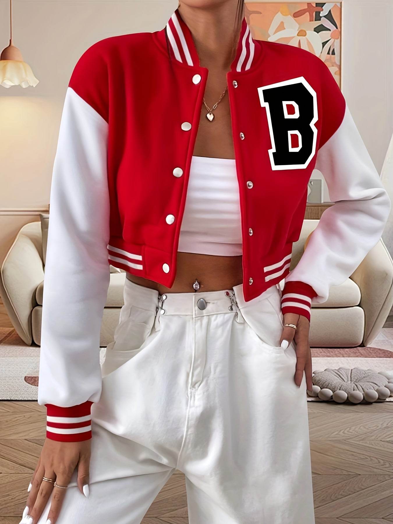 Cropped Varsity Letter Jacket - Montero Milan