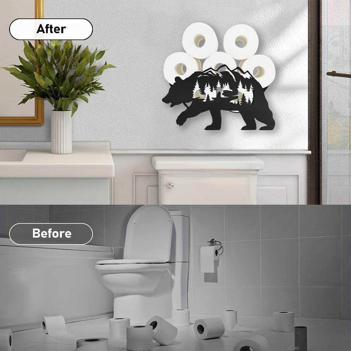 Black Bear Toilet Paper Holder Rack - Montero Milan