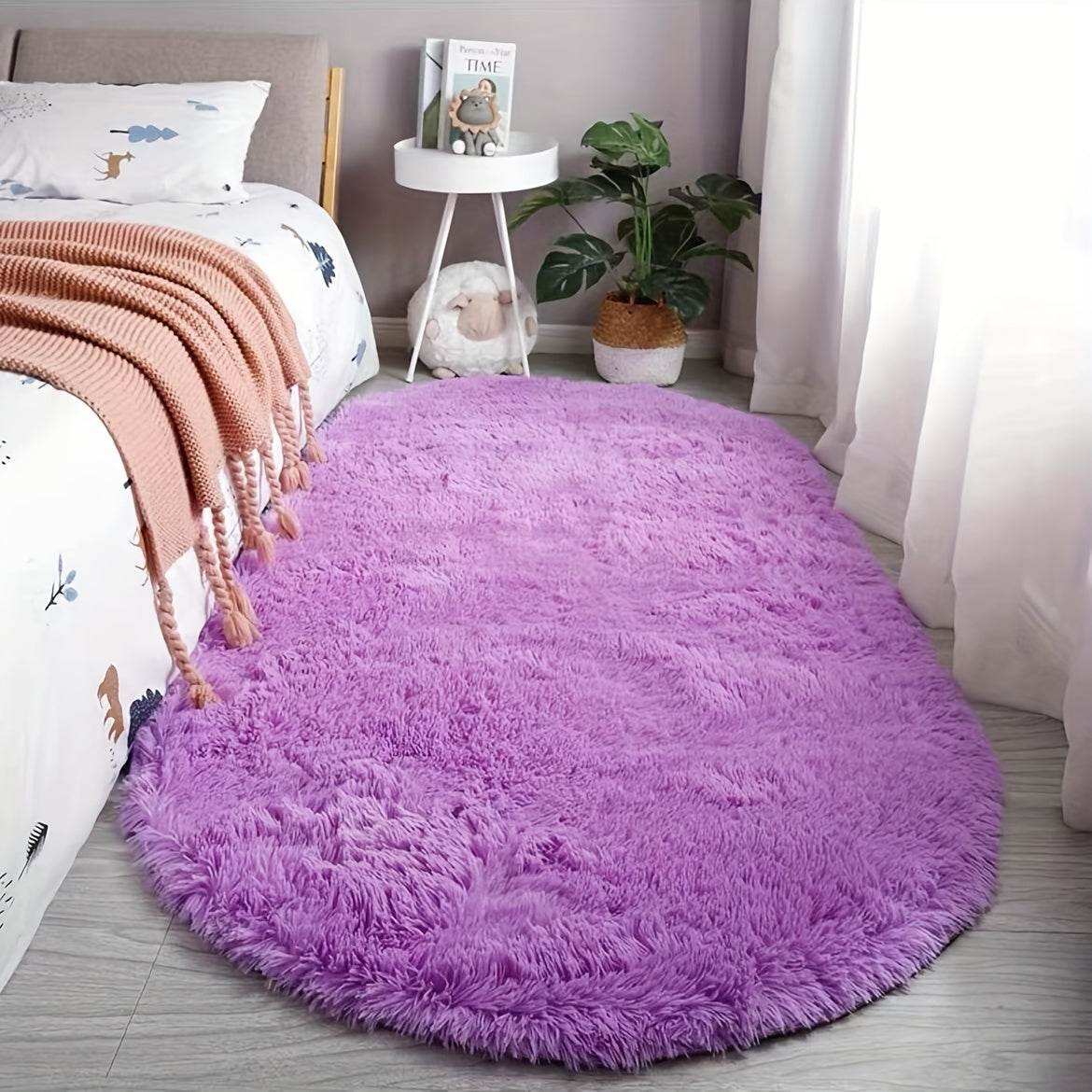 Plush Oval Faux Fur Rug - Montero Milan