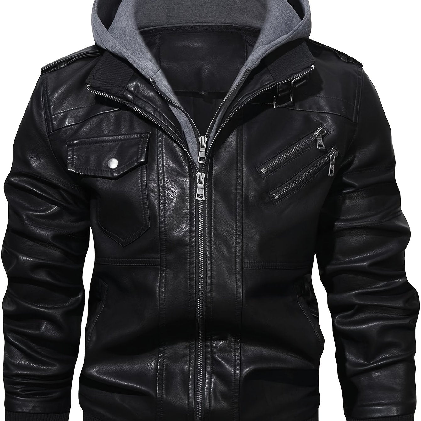 Men’s Hooded Leather Jacket
