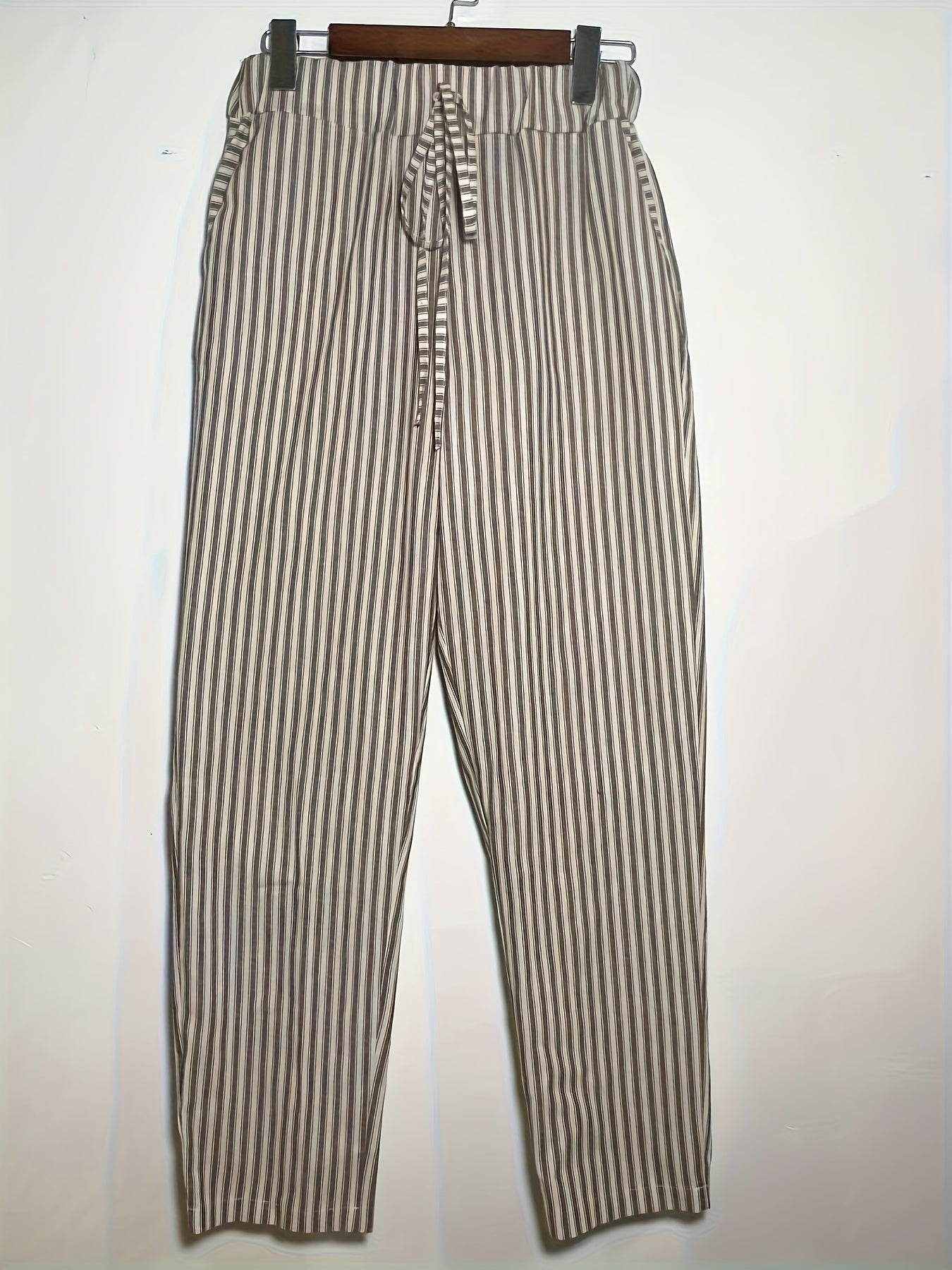 Striped High-Waisted Wide-Leg Pants - Montero Milan