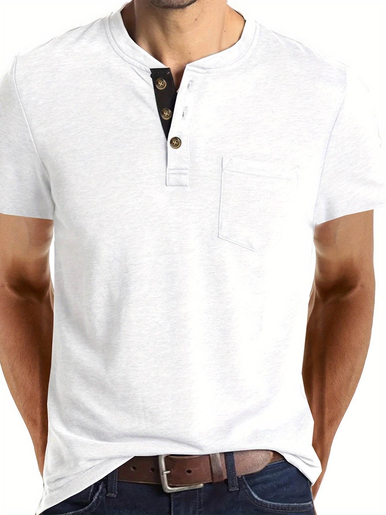 Men's Classic Cotton Blend Henley Tee - Montero Milan