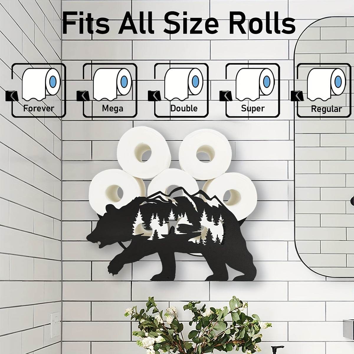 Black Bear Toilet Paper Holder Rack - Montero Milan