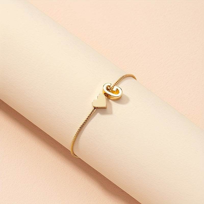 Gold Heart Initial Bracelet - Montero Milan