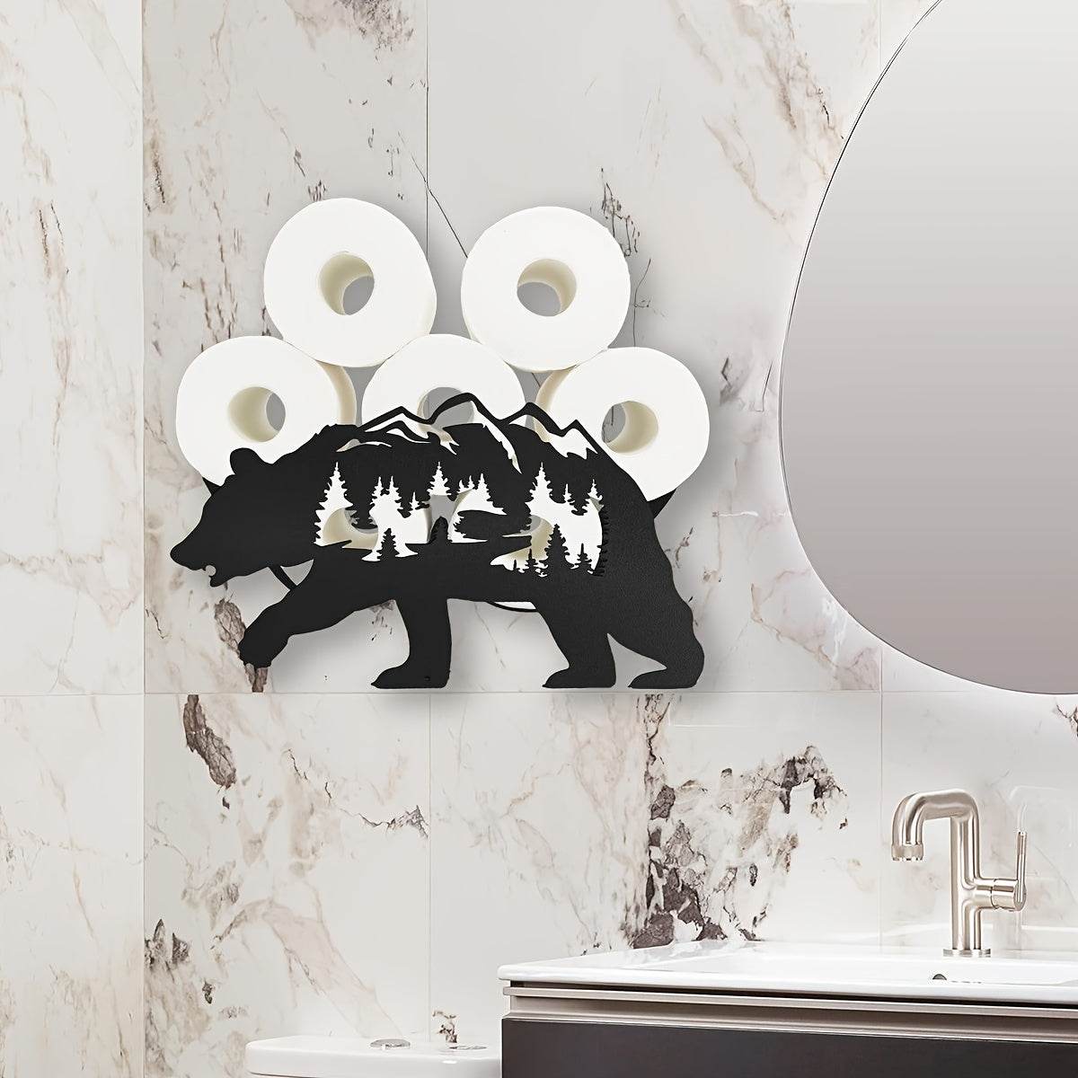 Black Bear Toilet Paper Holder Rack - Montero Milan