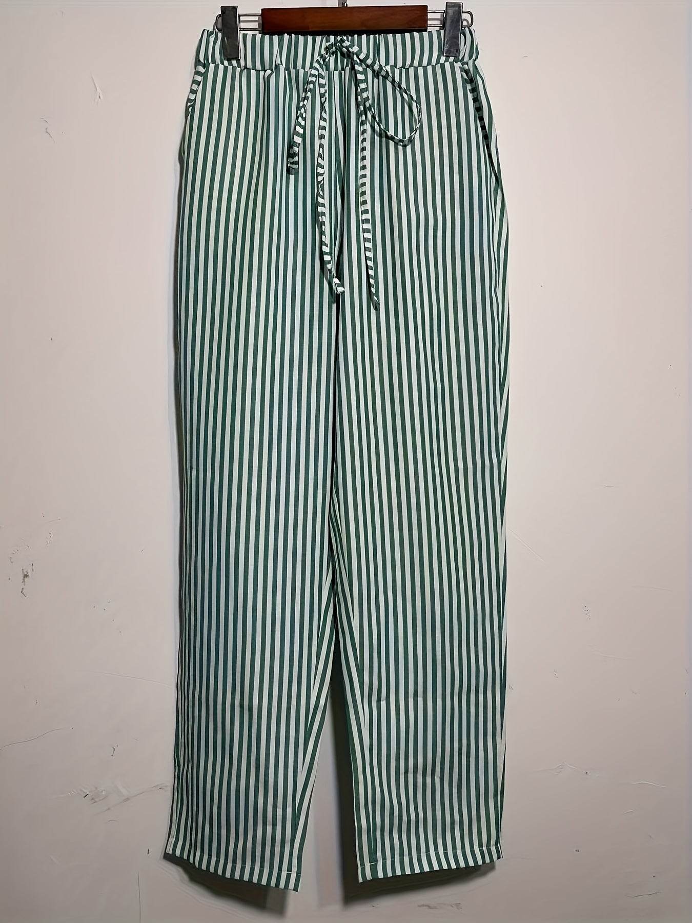 Striped High-Waisted Wide-Leg Pants - Montero Milan