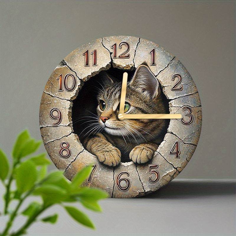 Tranquil Jungle Cat Silent Wall Clock NatureInspired Decor - Montero Milan