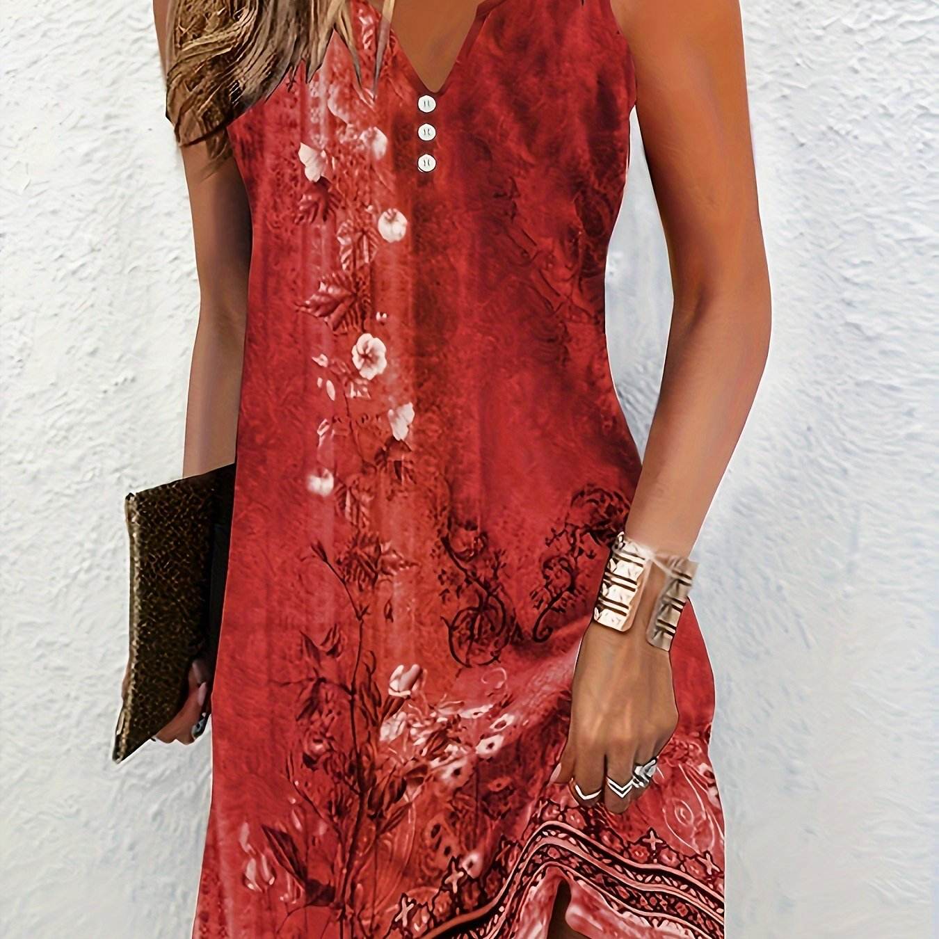 Floral Notched-Neck Midi Dress - Montero Milan