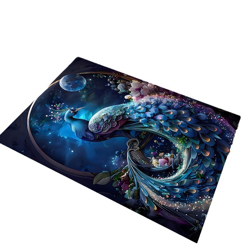 Vintage Peacock Elegance Area Rug - Stylish, Durable, Non-slip & Washable (Perfect for Home Decor)