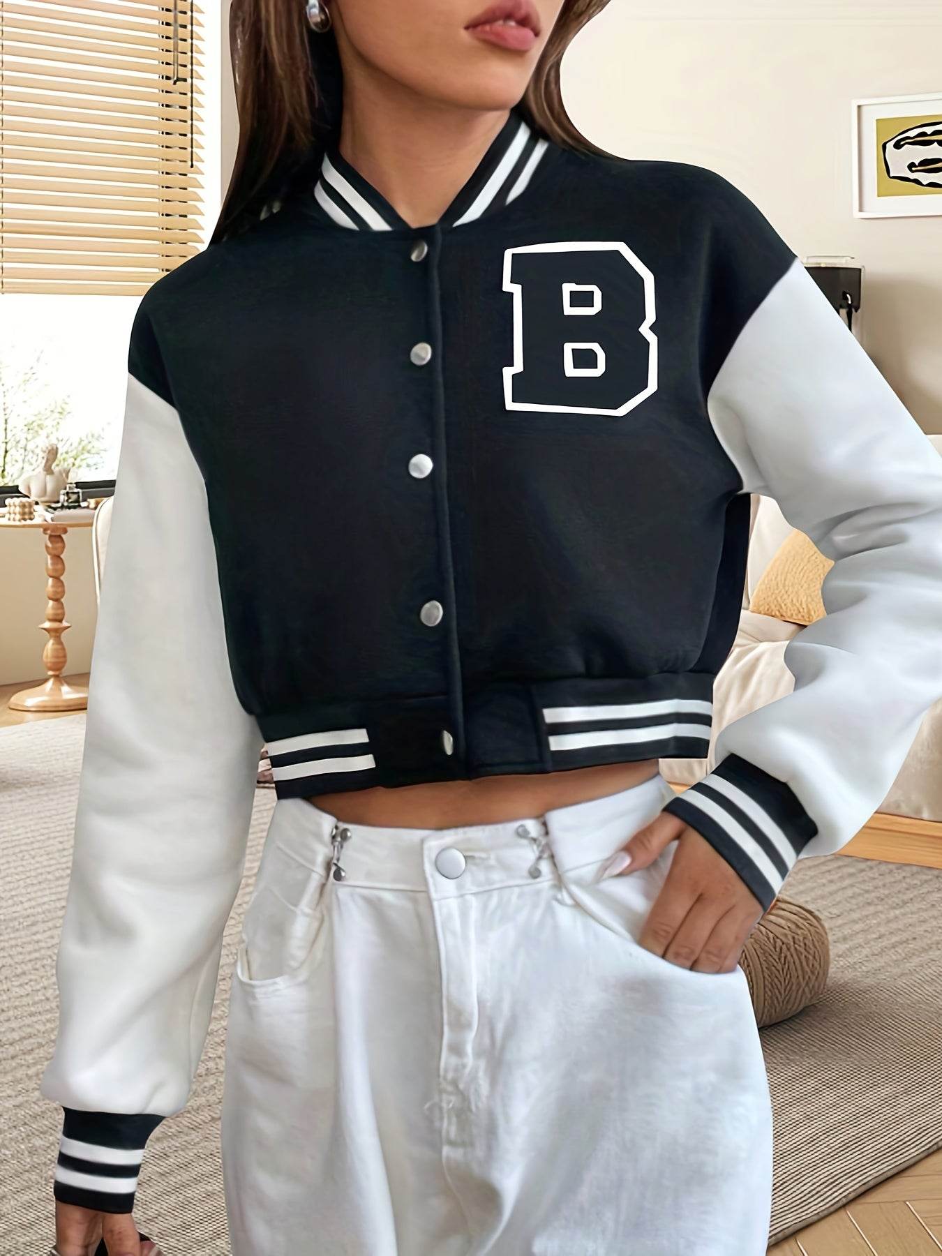 Cropped Varsity Letter Jacket - Montero Milan