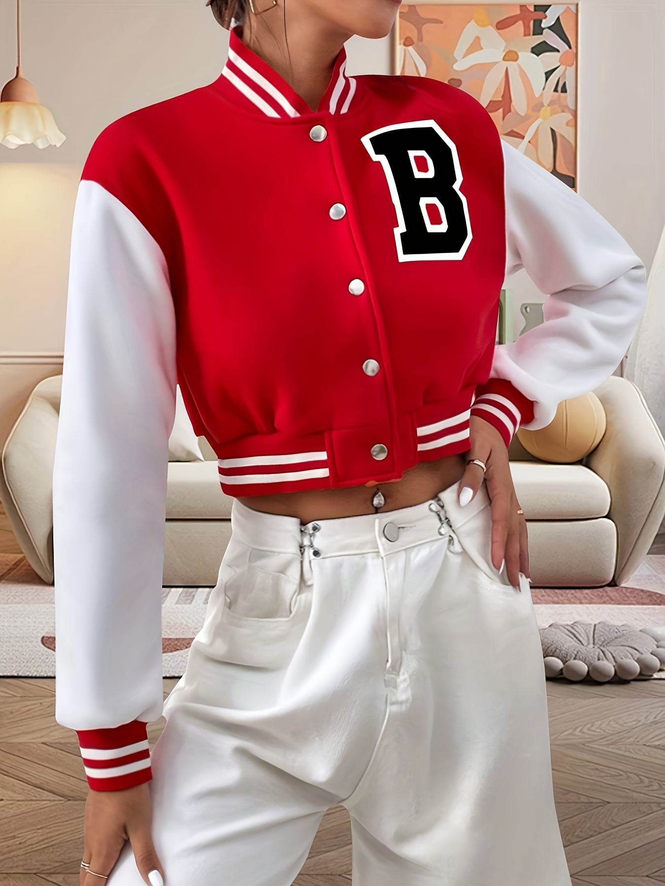 Cropped Varsity Letter Jacket - Montero Milan