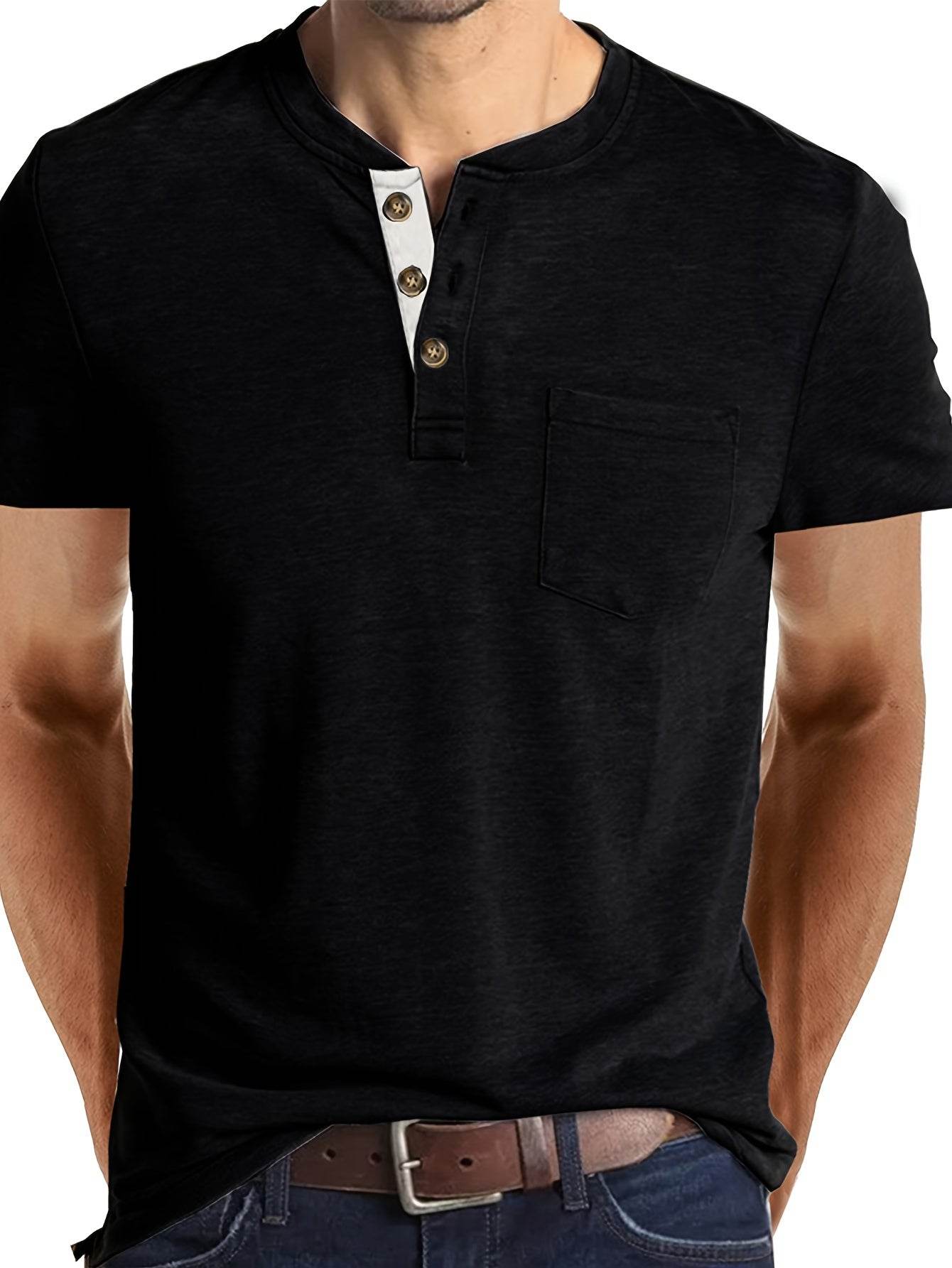 Men's Classic Cotton Blend Henley Tee - Montero Milan
