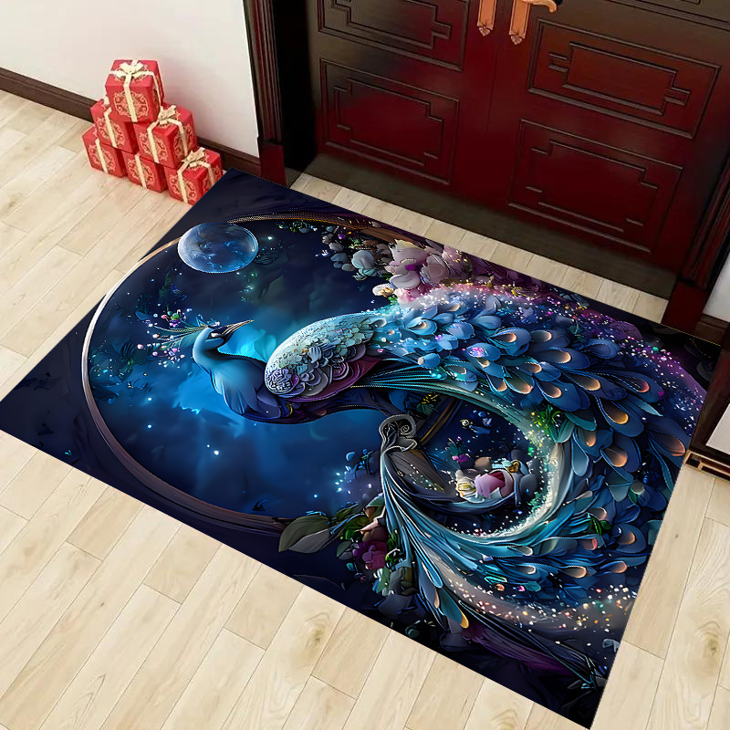 Vintage Peacock Elegance Area Rug - Stylish, Durable, Non-slip & Washable (Perfect for Home Decor)