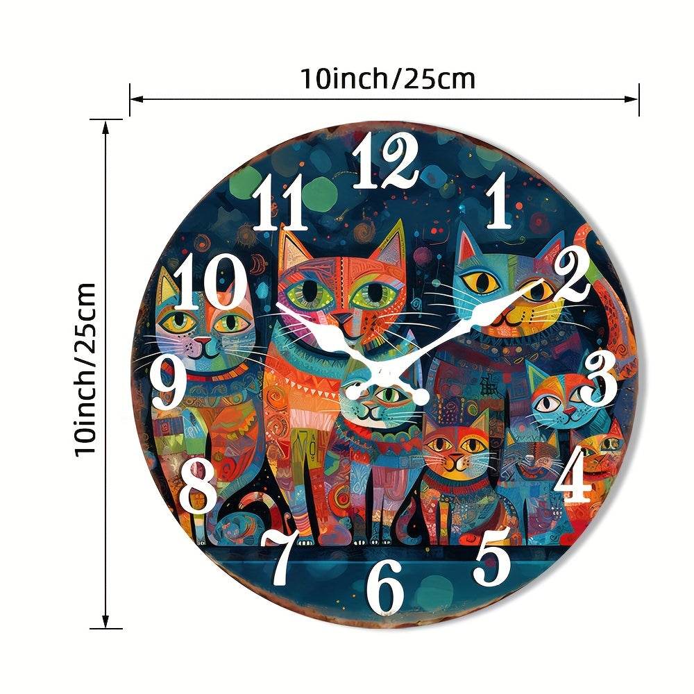Rustic Wooden Cat Wall Clock Silent EasytoRead Decor - Montero Milan