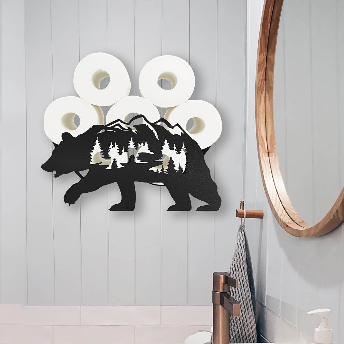 Black Bear Toilet Paper Holder Rack - Montero Milan