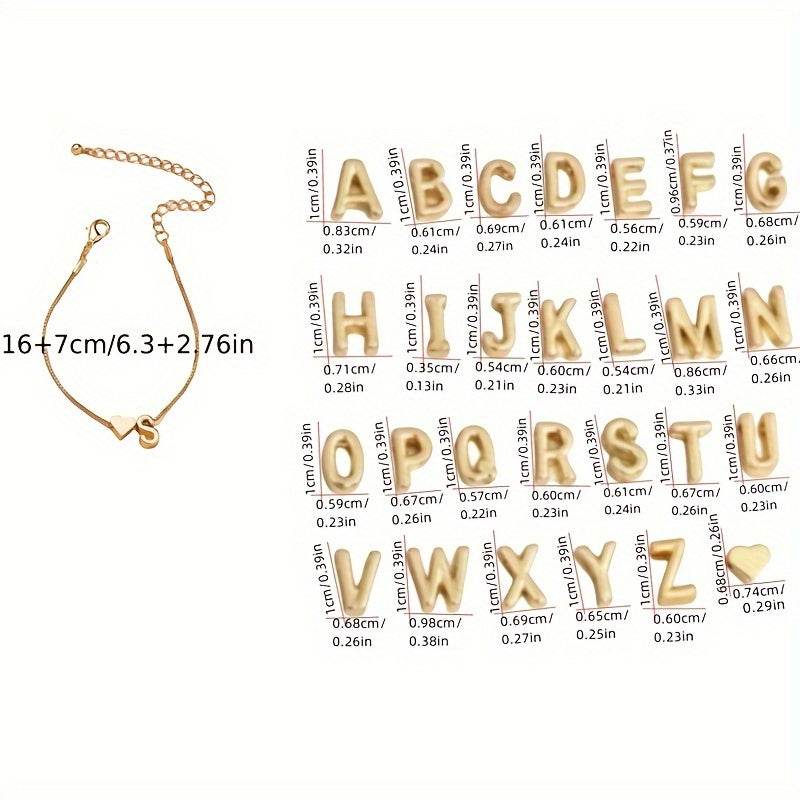 Gold Heart Initial Bracelet - Montero Milan