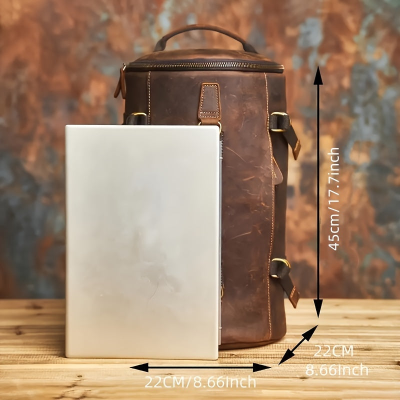 Backpack beside 15-inch laptop for height and width scale comparison