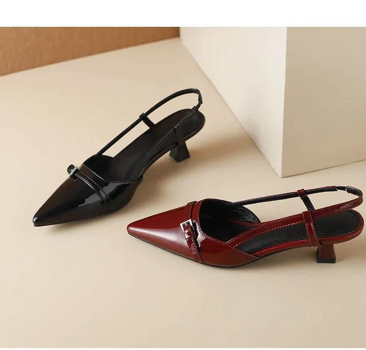 Pointed-Toe Patent Slingback Heels - Montero Milan