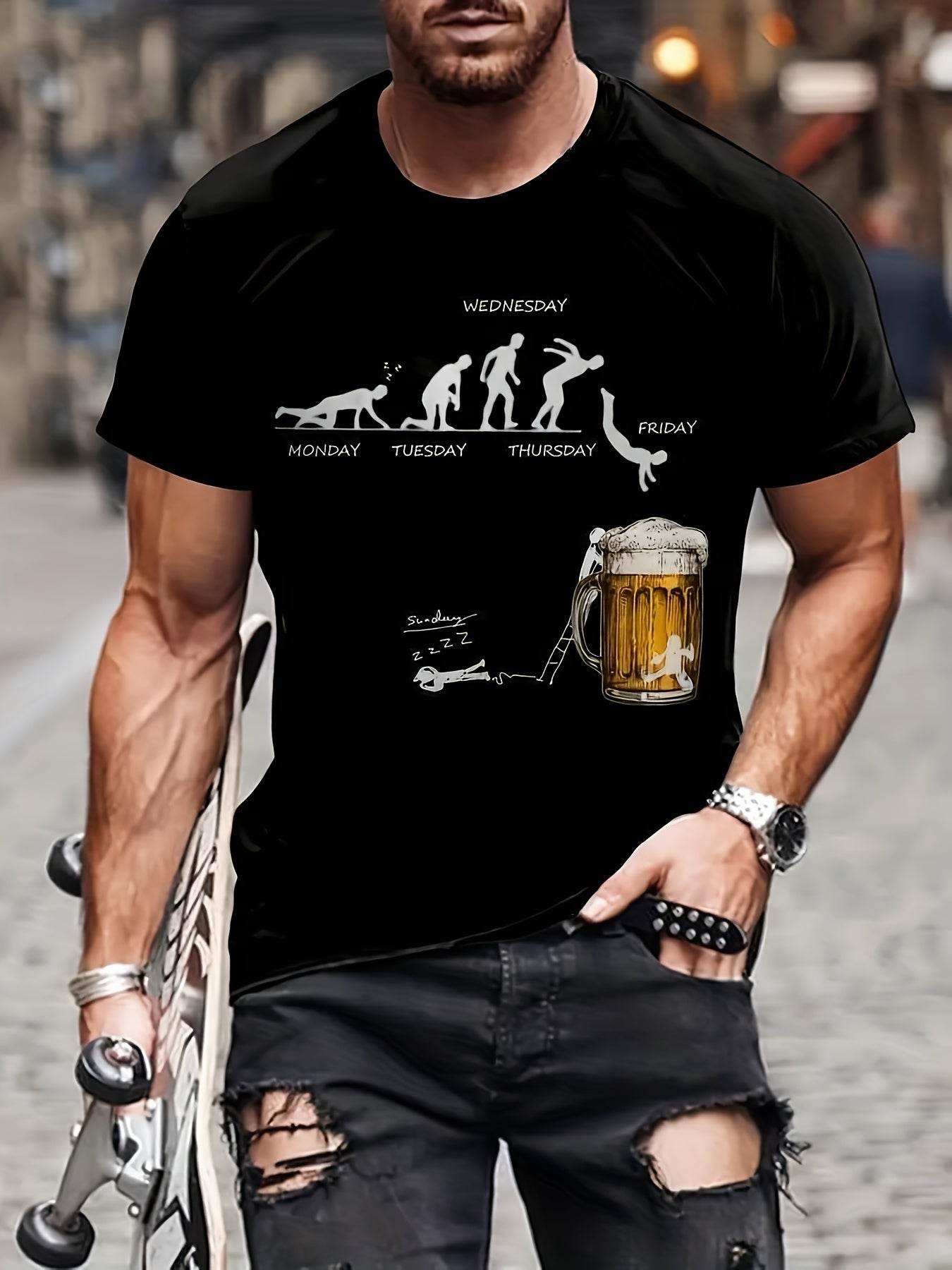 Men's Weekday Graphic Cotton T-Shirt - Montero Milan