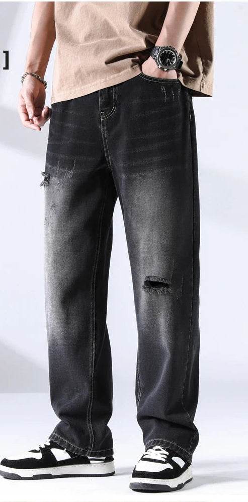 Distressed Straight Leg Jeans - Montero Milan