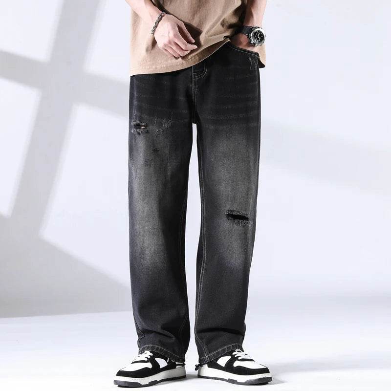 Distressed Straight Leg Jeans - Montero Milan